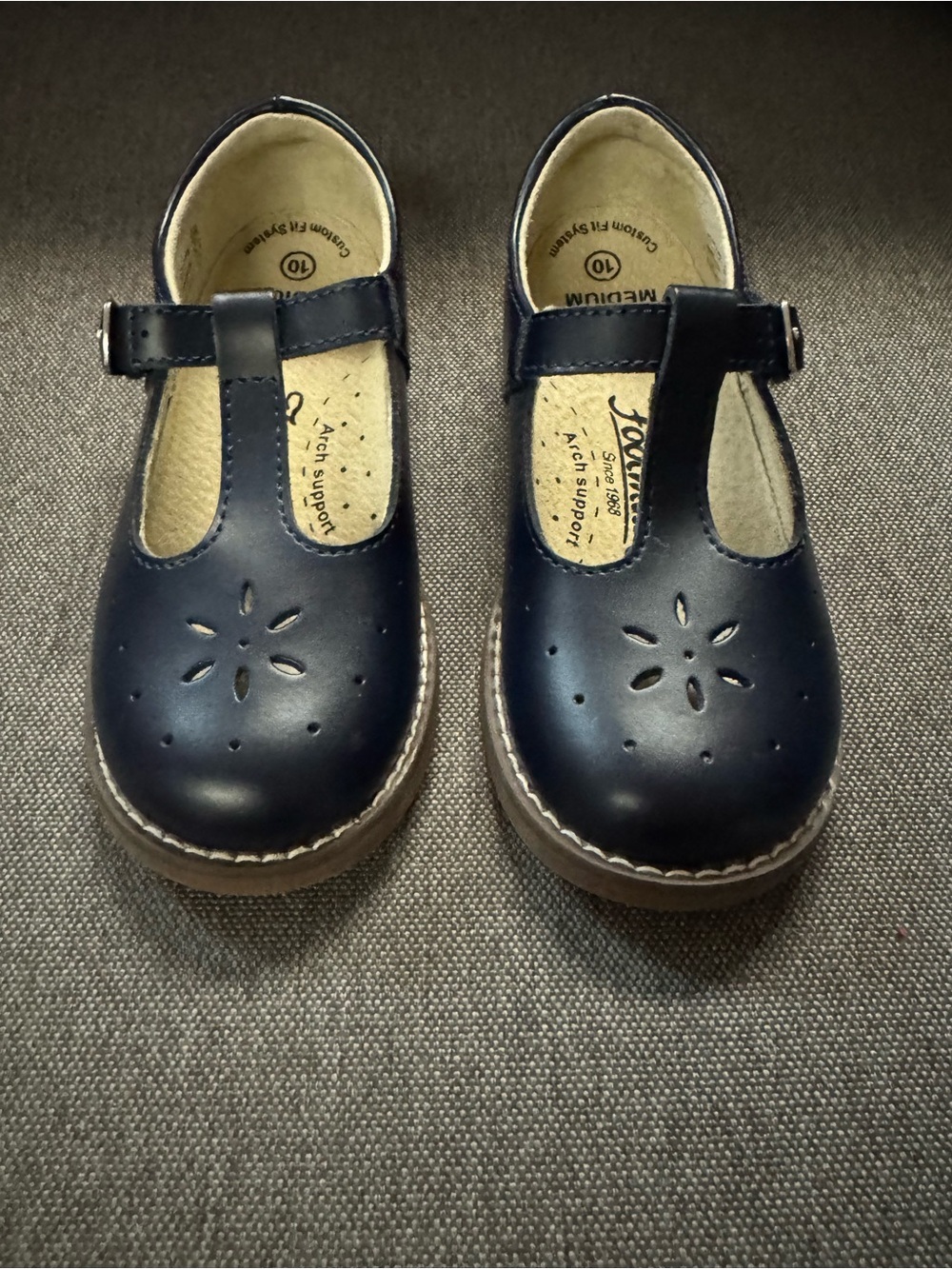 FootMates Toddler Girls US 10M Sherry Navy Leather Mary Jane Shoes